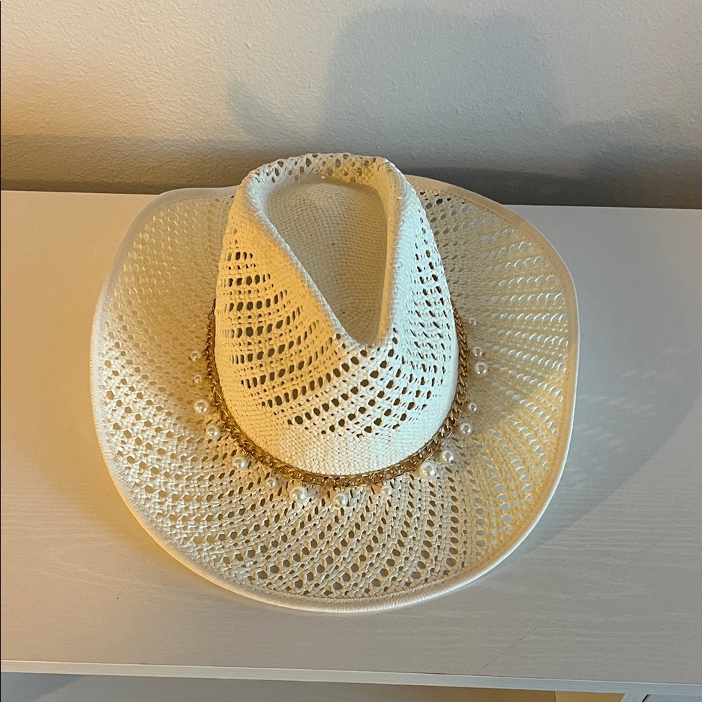 NWT - Elegant Cream Crochet Cowboy Hat